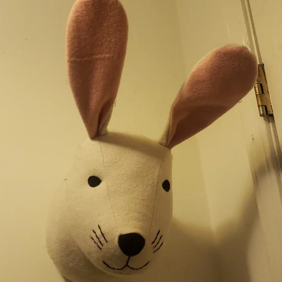 White Rabbit Plush Heads Wall Decor x2